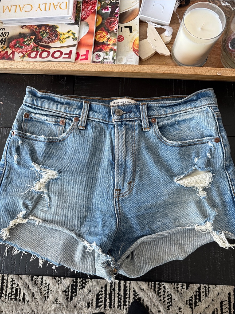 Abercrombie & Fitch Light Blue Distressed Denim Cutoff Shorts